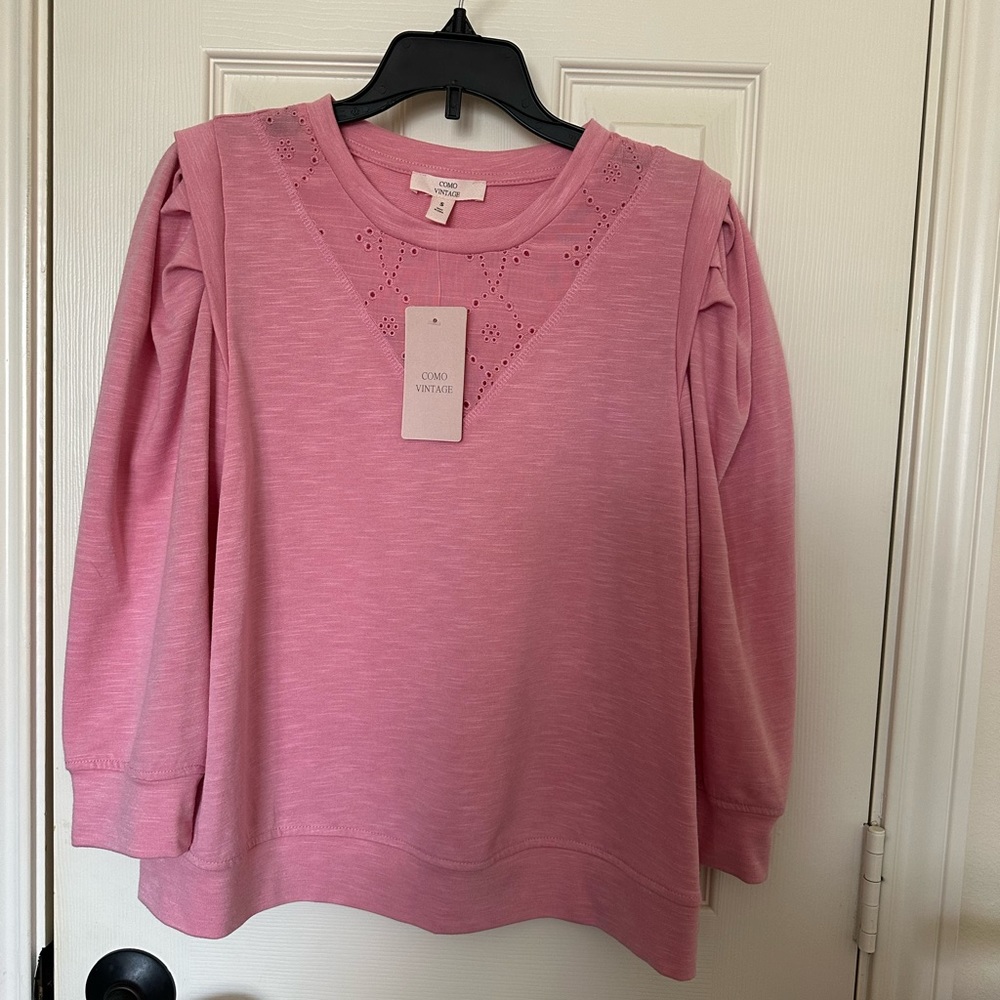 *Como Vintage pink eyelet blouse size xs